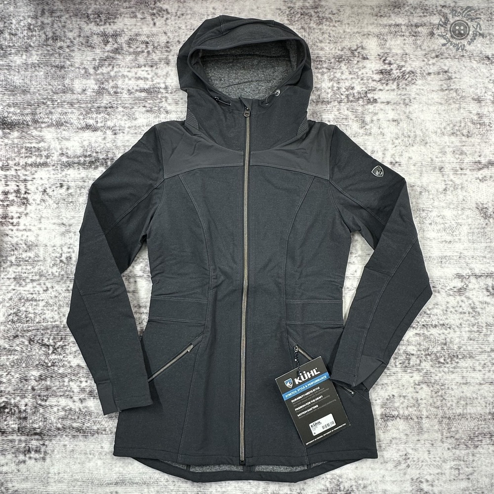 NWT Kuhl Klash Trench Women's Softshell Jacket Carbon Gray Hooded Small S - 2120
